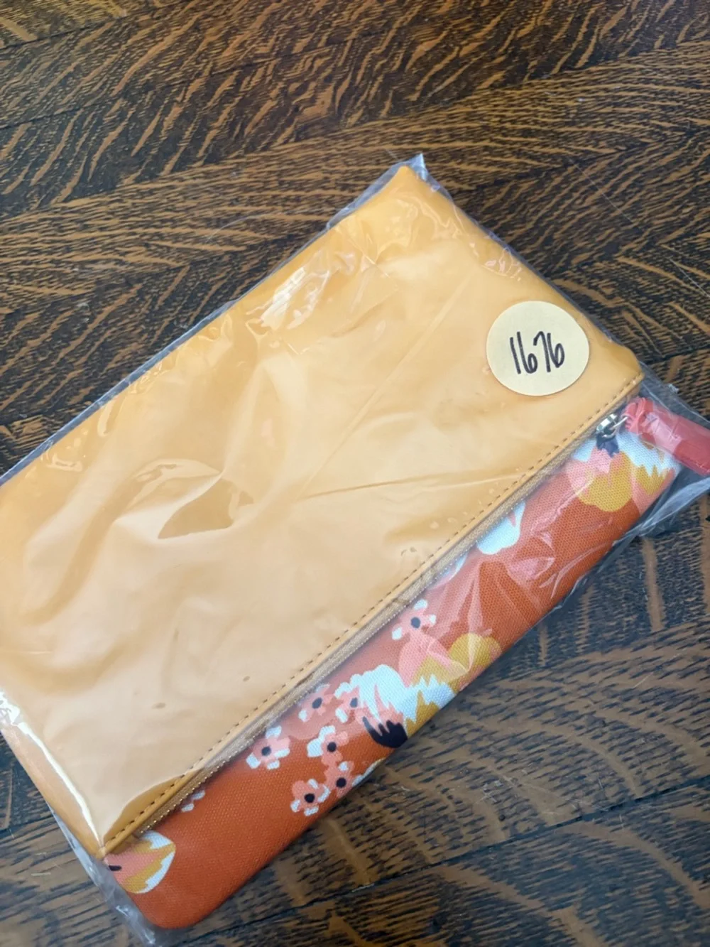 Rachel Pally Reversible Clutch Bag Purse Tropical Floral Orange & White Zip NWOT